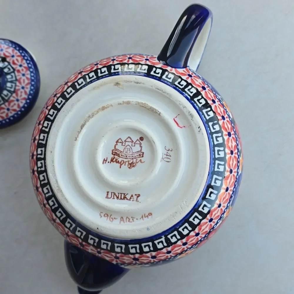 Signed UNIKAT Boleslawiec Polish Pottery Teapot – Floral Butterfly ART-149